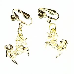 1.5" Gold Plated Single Magical Unicorn CO Earring